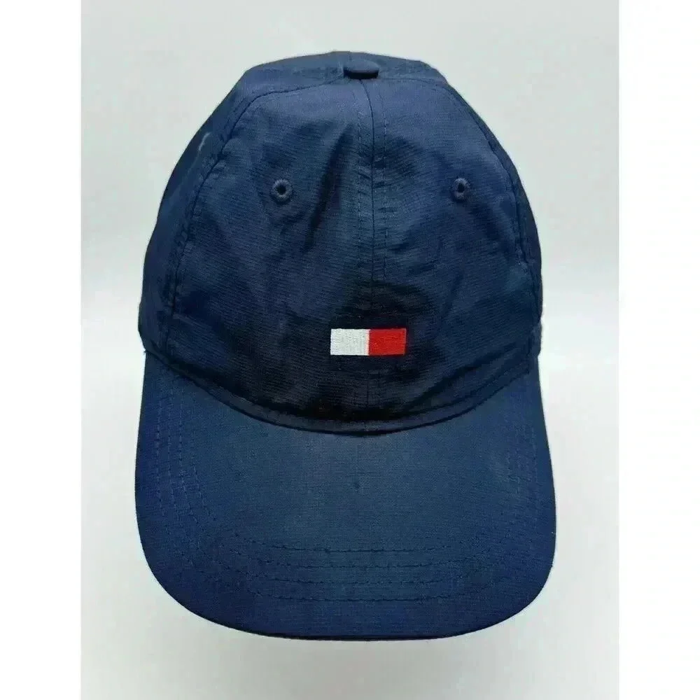 Tommy Hilfiger Logo Men’s OSFM Hat Baseball Cap Navy Blue‎ Adjustable Hook Loop